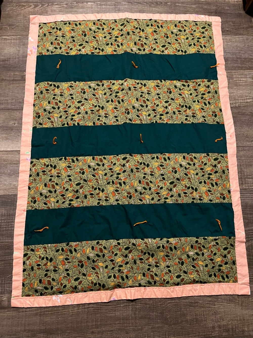Hand-stitched Little Girls Floral Green and Pink Patchwork Baby Blanket